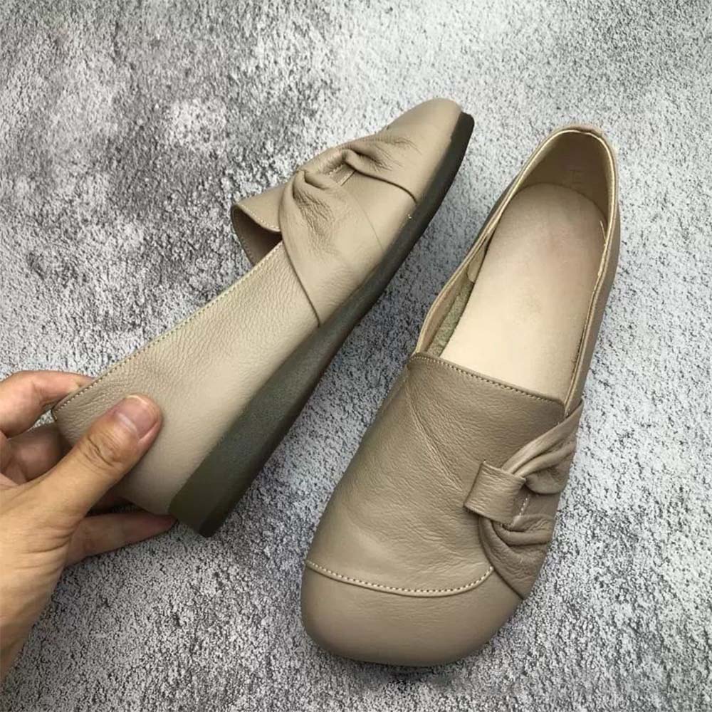 Neue Freizeitschuhe aus Leder mit Schleife für Damen