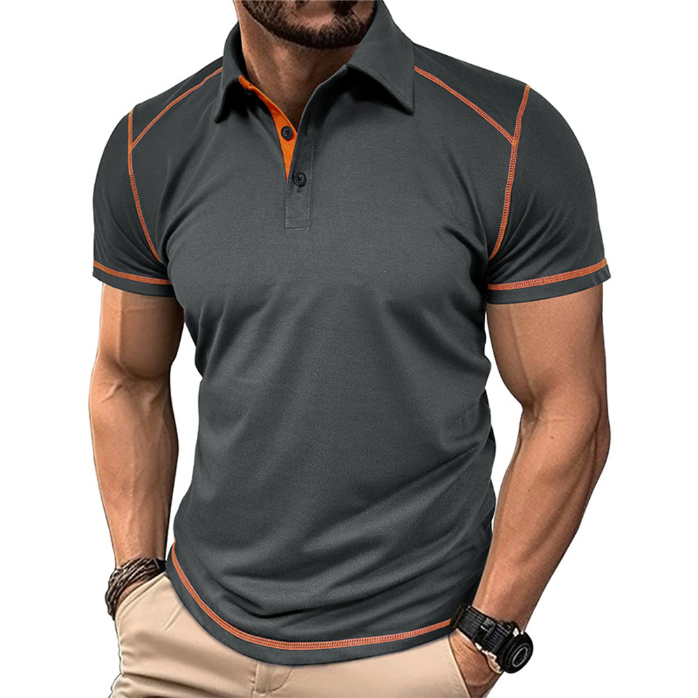 Polo léger à manches courtes et blocs de couleurs pour hommes