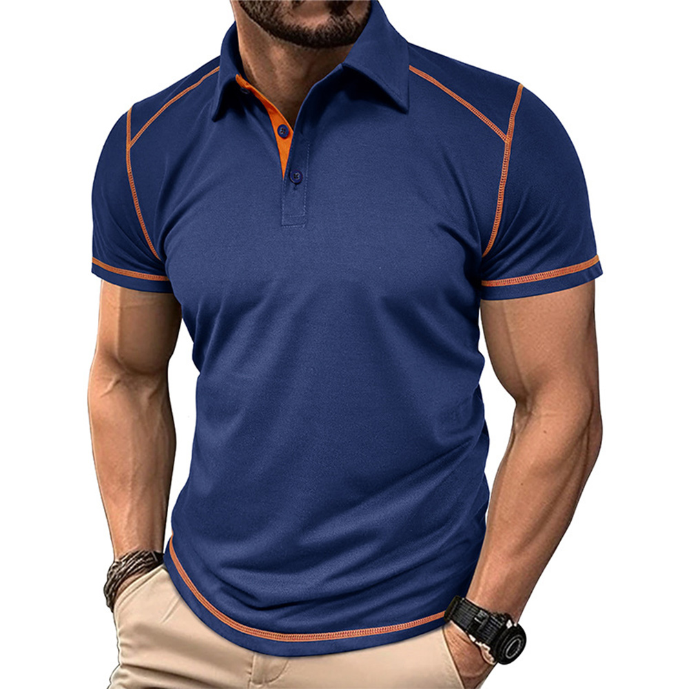 Polo léger à manches courtes et blocs de couleurs pour hommes