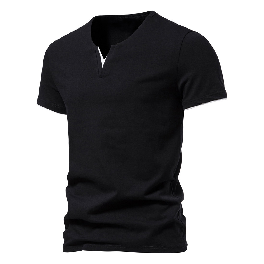 T-shirt simple à manches courtes et col en V pour homme