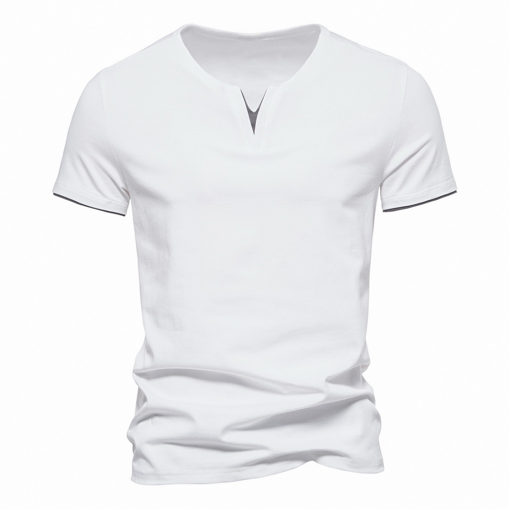 T-shirt simple à manches courtes et col en V pour homme