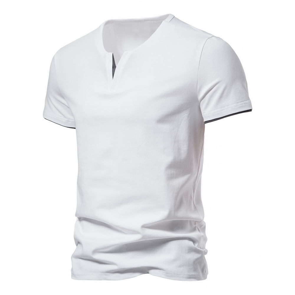 T-shirt simple à manches courtes et col en V pour homme