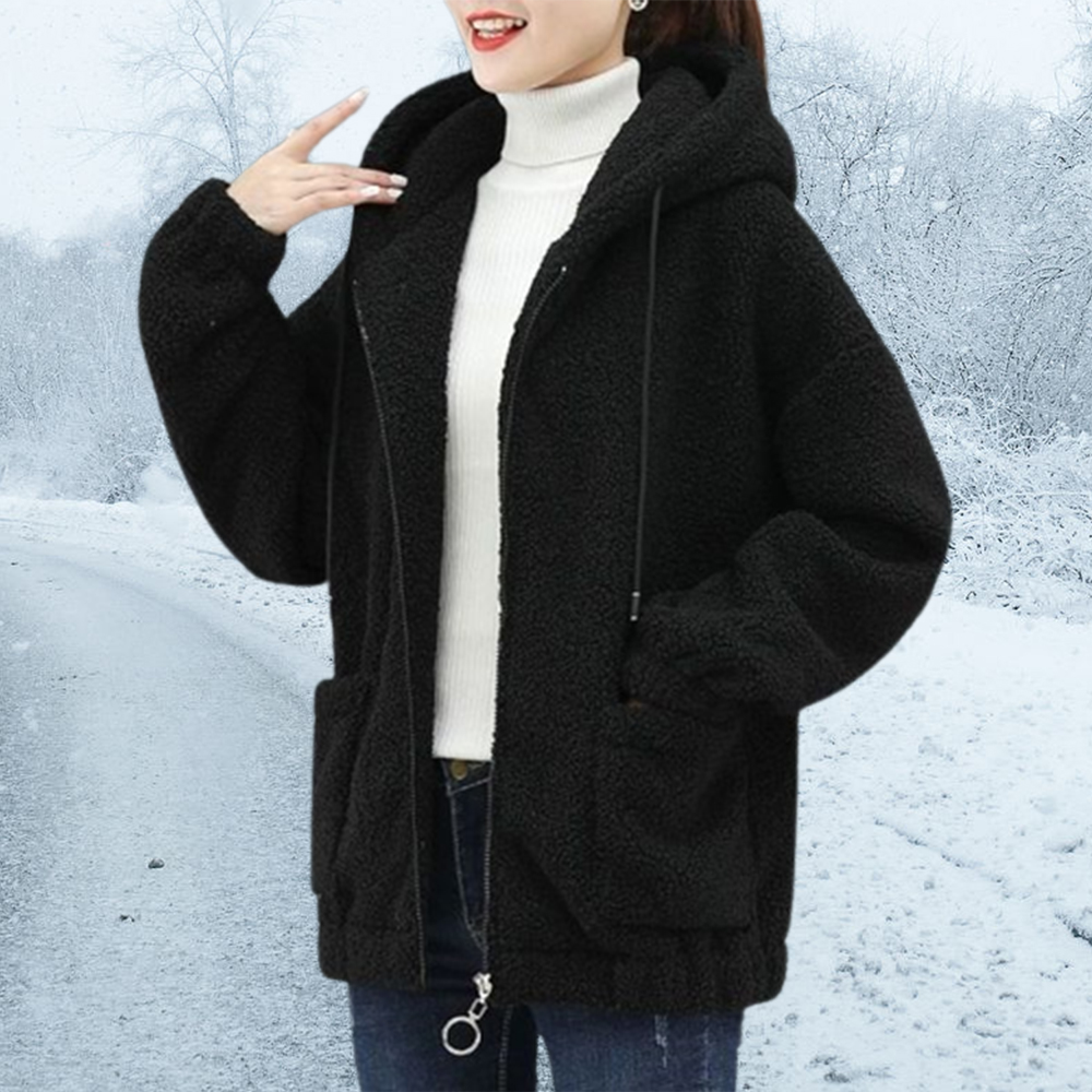 Warme Plüsch-Kapuzenjacke für Damen