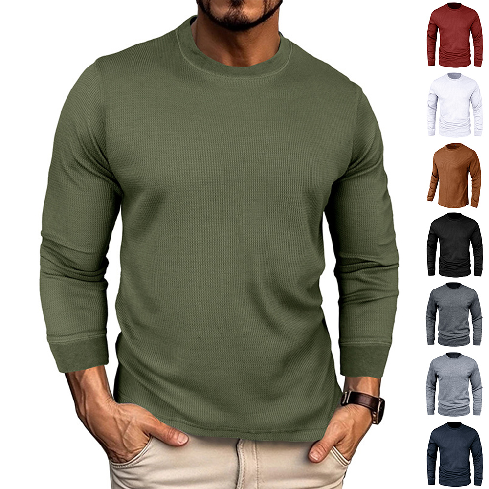 T-shirt décontracté à manches longues et col rond pour homme