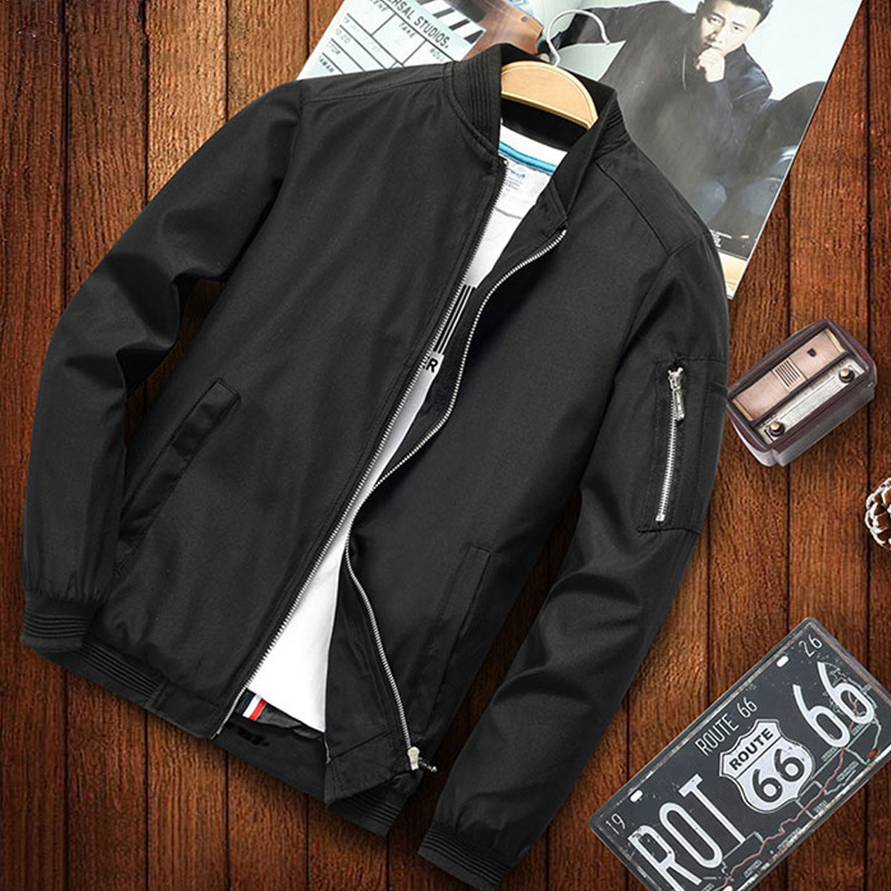 Veste décontractée à col montant et fermeture éclair pour homme