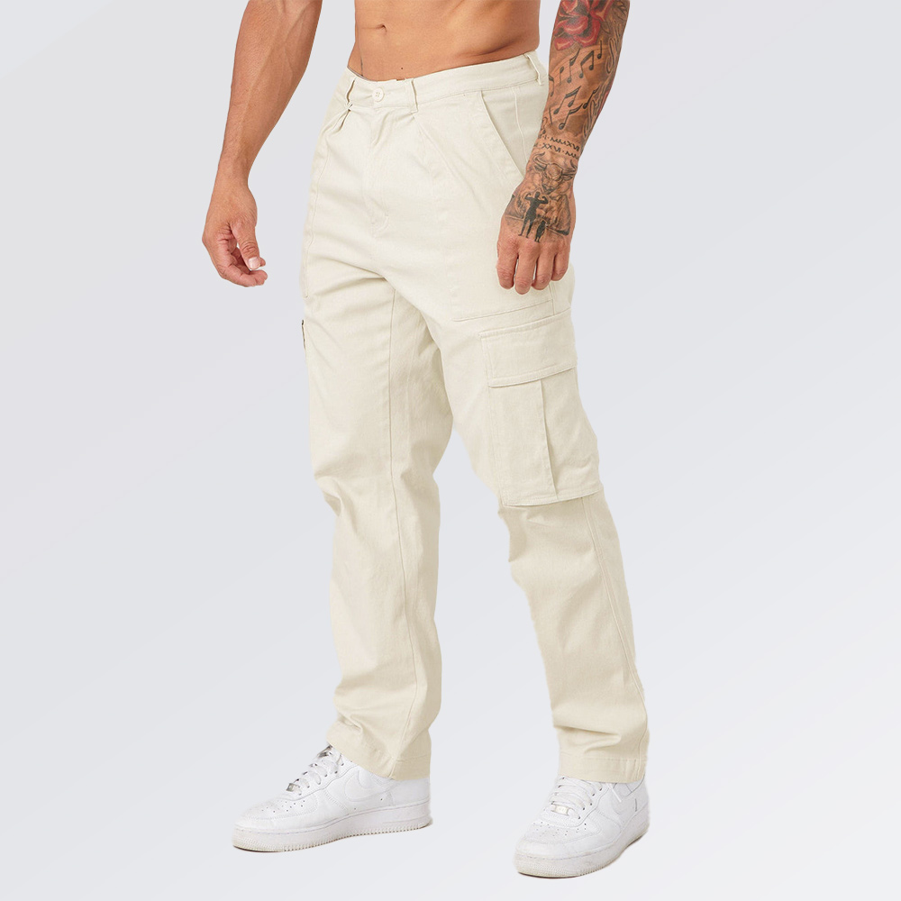 Lässige, einfarbige, gerade Cargohose für Herren