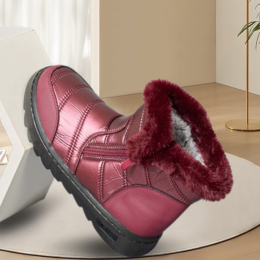 Damen-Schneestiefel mit diagonalem Reißverschluss und Fleece