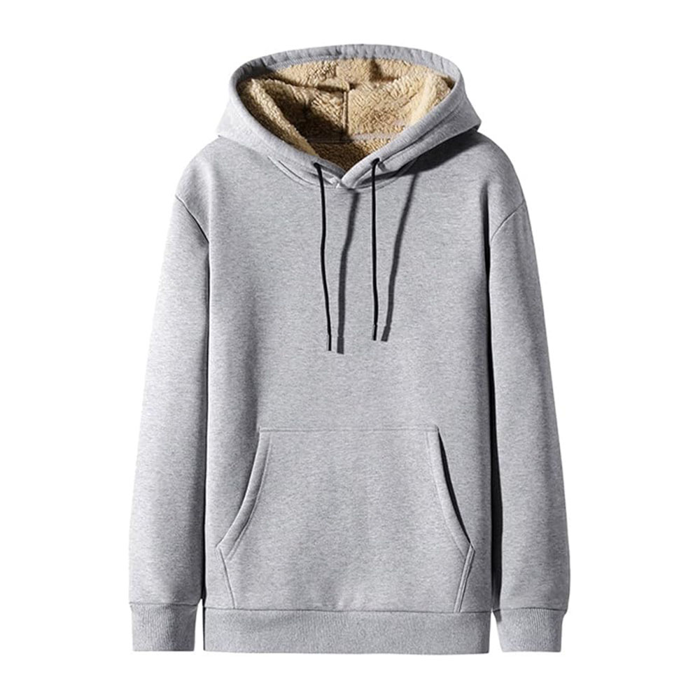 Einfarbiges dickes Herren-Sweatshirt mit Kapuze