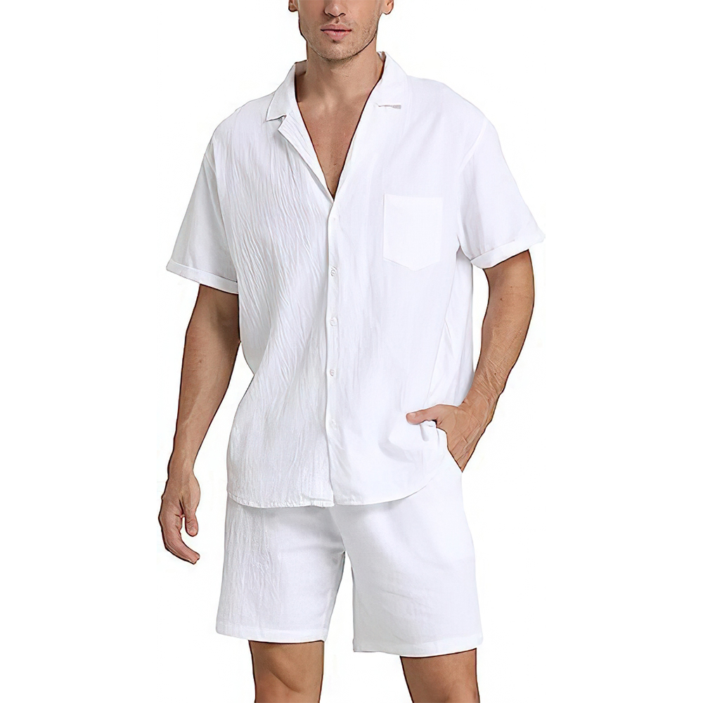 Ensemble deux pièces chemise à manches courtes et short pour homme