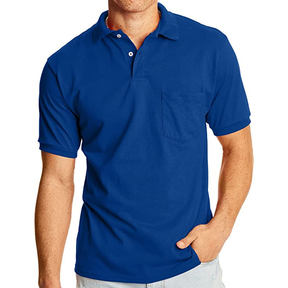 Polo décontracté à manches courtes et poches pour homme