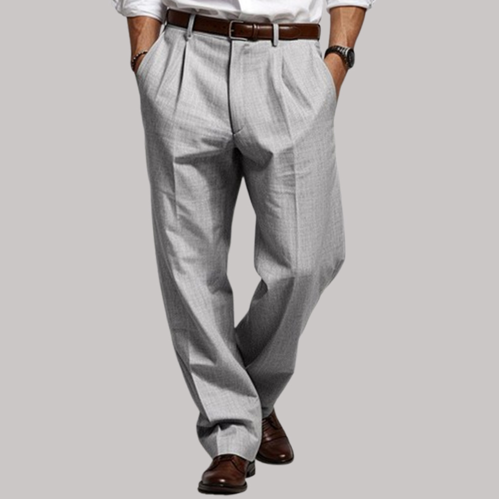 Lässige gerade Hose für Herren aus Baumwolle und Leinen