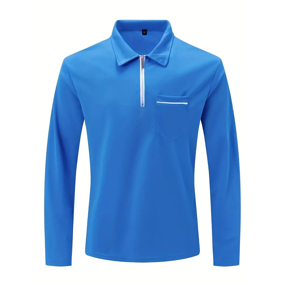 Poloshirt für Herren mit langen Ärmeln und Reißverschluss am Kragen à manches longues et col zippé pour homme
