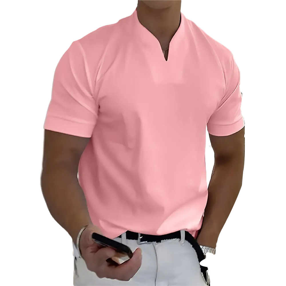 T-shirt à manches courtes et col en V élastique pour homme
