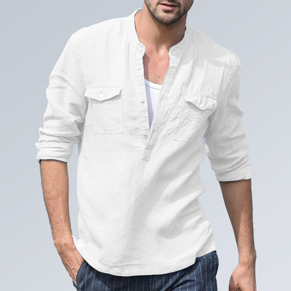 Lässiges, lockeres Herrenhemd aus Baumwolle und Leinen
