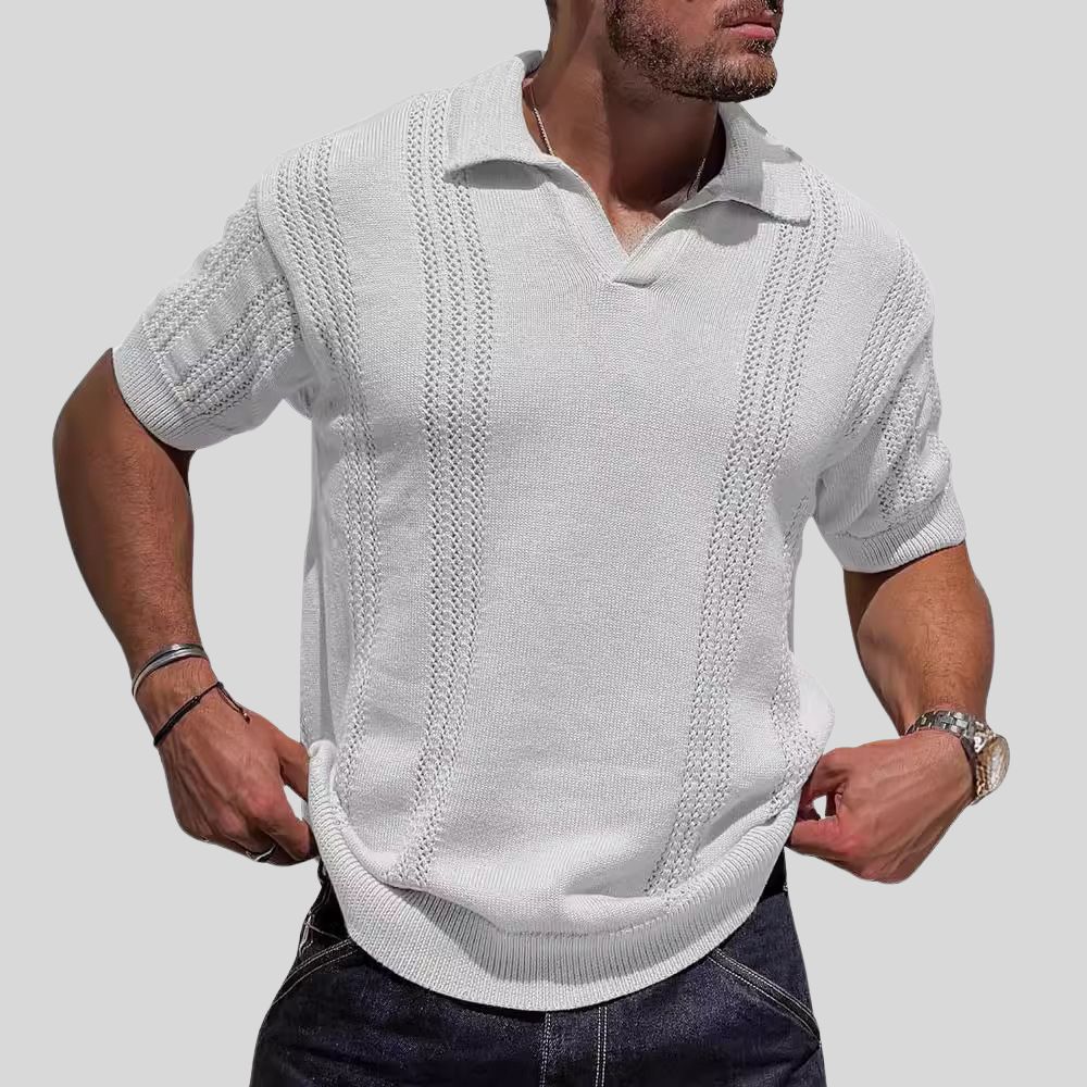 Lockeres Poloshirt mit Hohlstrick-Revers für Herren mit kurzen Ärmeln