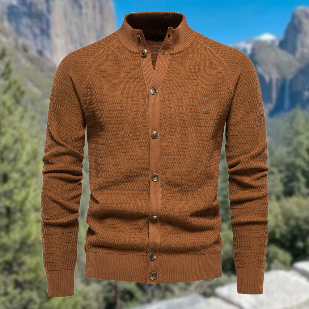 Herren-Cardigan mit Stehkragen und Knöpfen