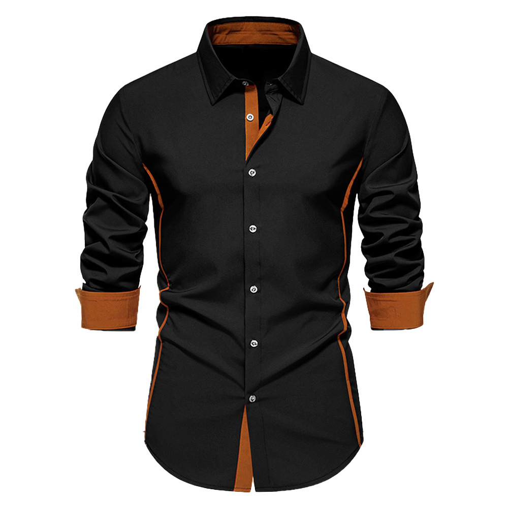 Herren-Langarmhemd mit Kontrast-Revers