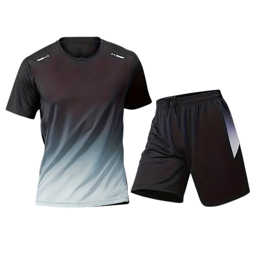 Trendy farbverlauf kurzarm shorts licht sport anzug