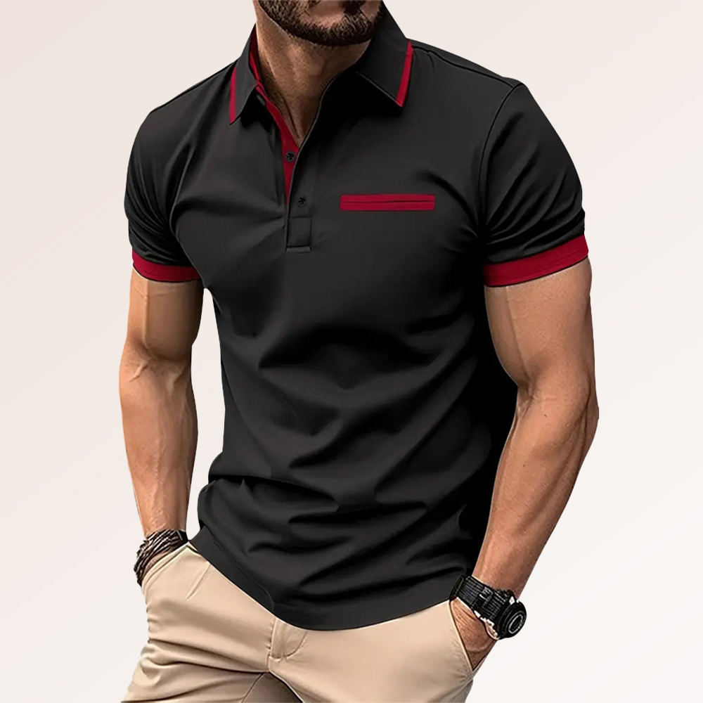 Herren Business Casual Colorblock Revers Poloshirt Kurzarm