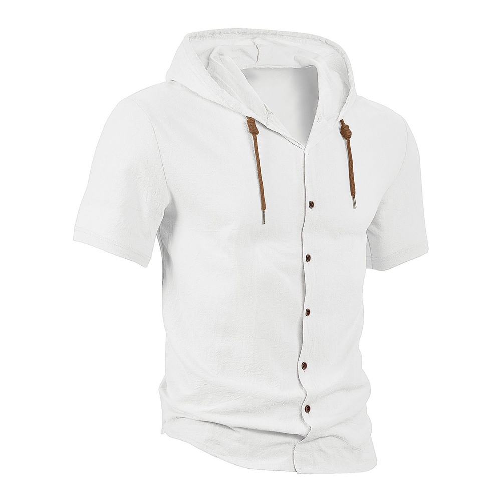 Herren-Strickjacke aus Baumwolle mit kurzen Ärmeln und Kapuze