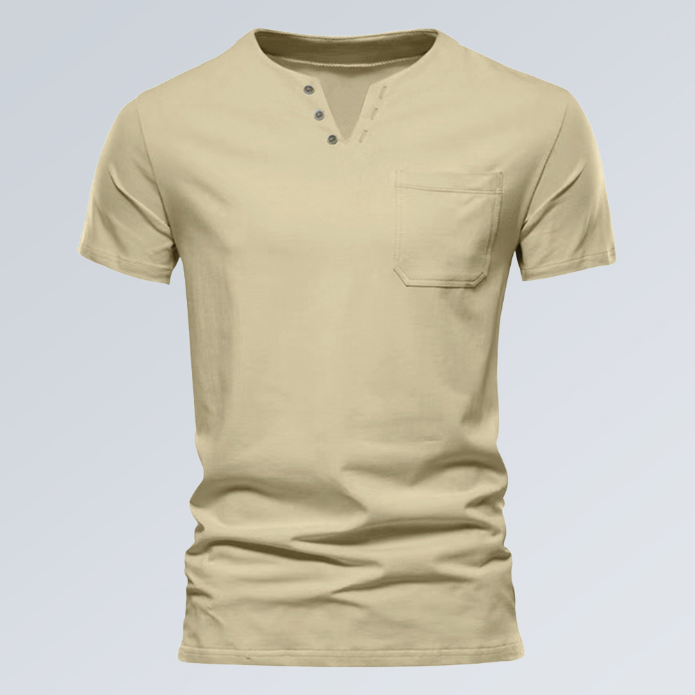Modisches Herren-Sport-Oberteil mit V-Ausschnitt und einfarbigen Kurzarm