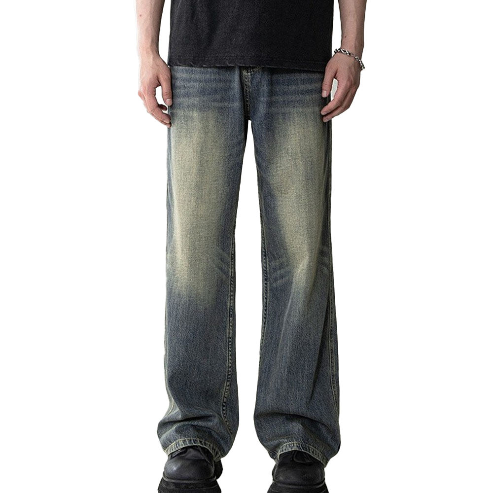 Distressed-Waschung High-Rise-Jeans mit weitem Bein