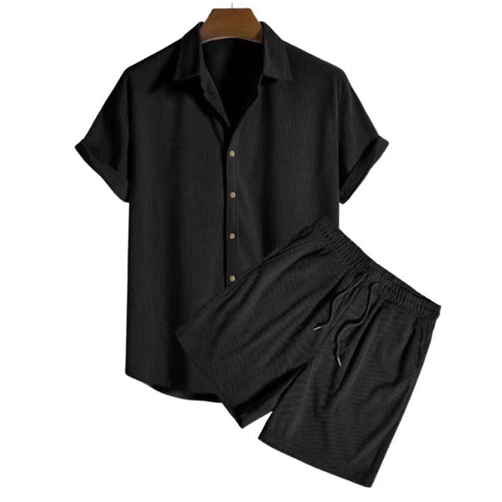 Kurzarmhemd + Shorts Herren Cord Sommeranzug