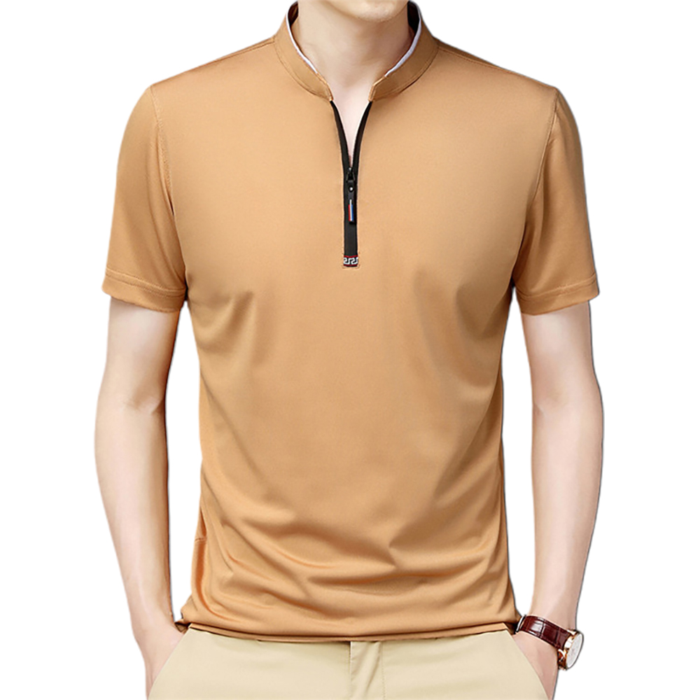Kurzärmliges Herren-T-Shirt mit Reißverschluss am Kragen