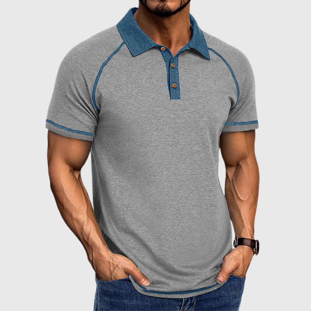 Herren Poloshirt mit Colorblock-Revers und kurzen Ärmeln