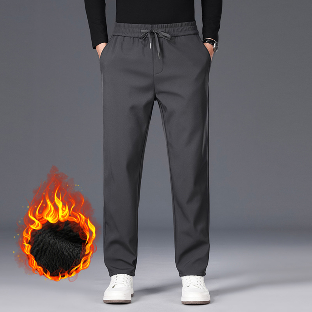 Pantalon décontracté droit extensible en polaire pour homme