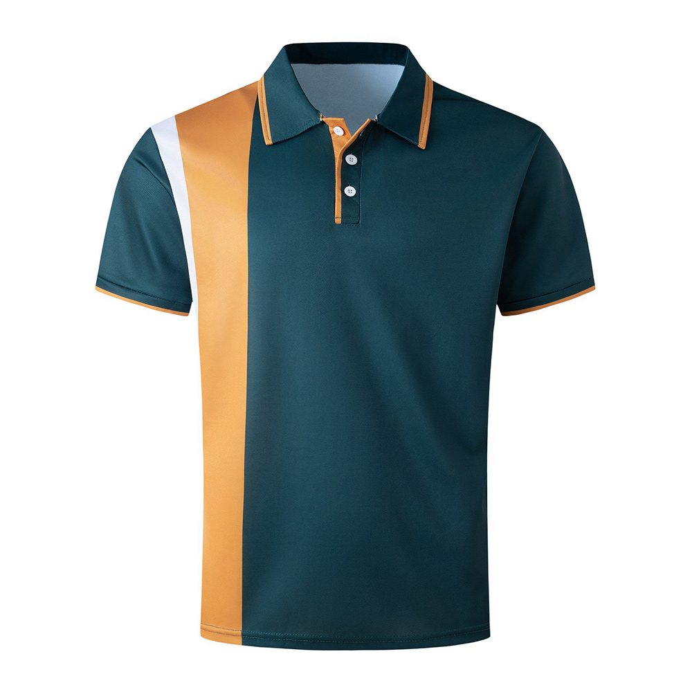 Herren Kurzarm-Revershemd mit Colorblock-Design