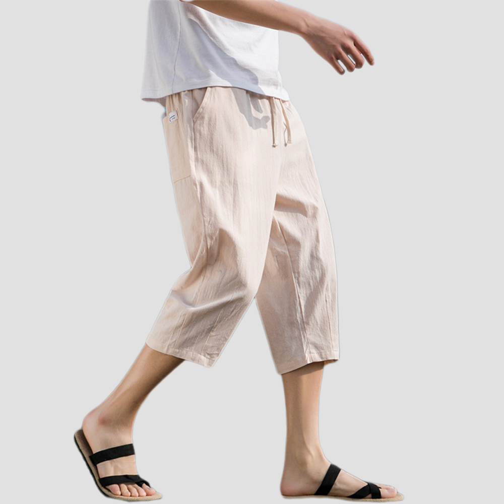 Lockere, lässige, gerade geschnittene Herrenhose aus reiner Baumwolle