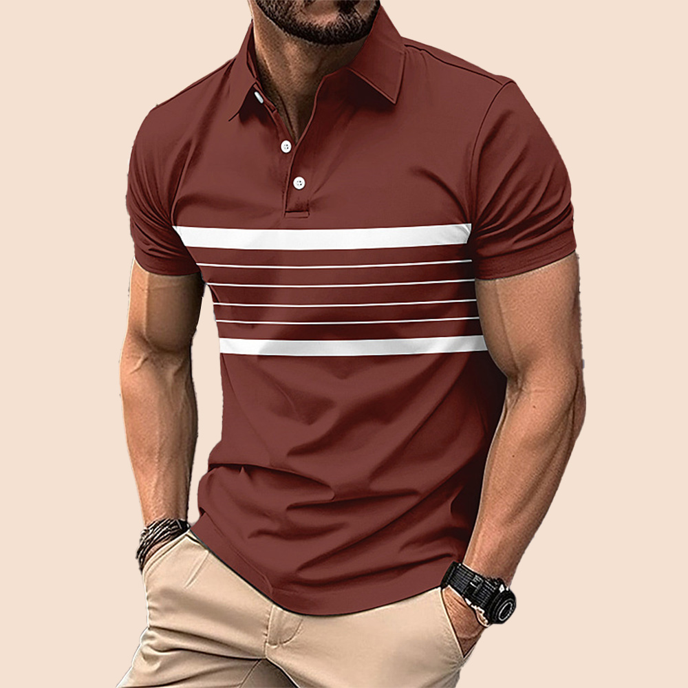 Herren Poloshirt mit gestreiftem Revers und kurzen Ärmeln