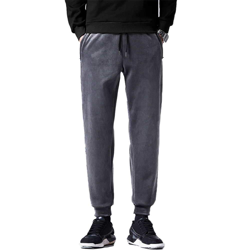 Pantalon décontracté en polaire épaisse pour hommes