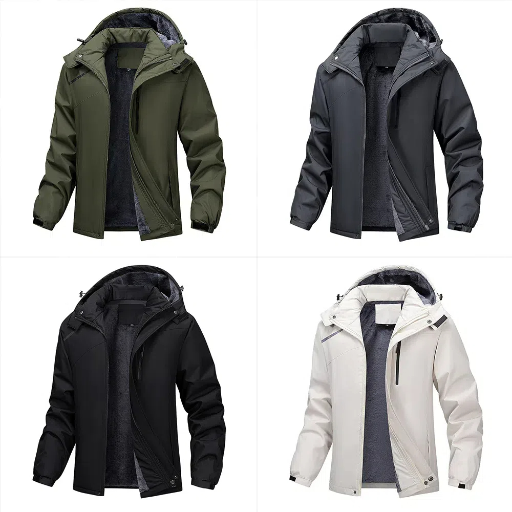 Veste polaire à capuche imperméable et coupe-vent pour homme
