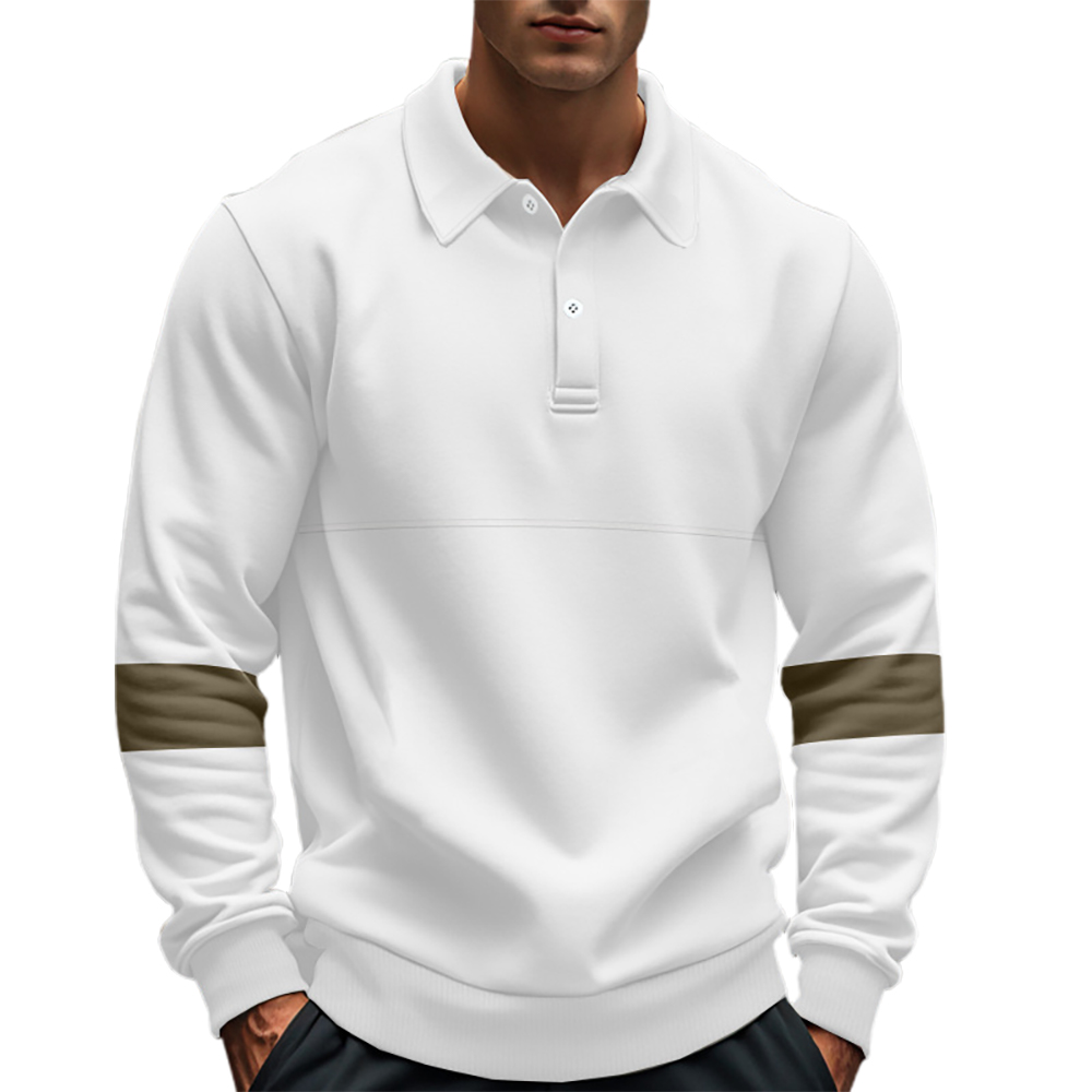 Langärmliges Herren-Poloshirt im Retro-Farbblock-Design mit Revers