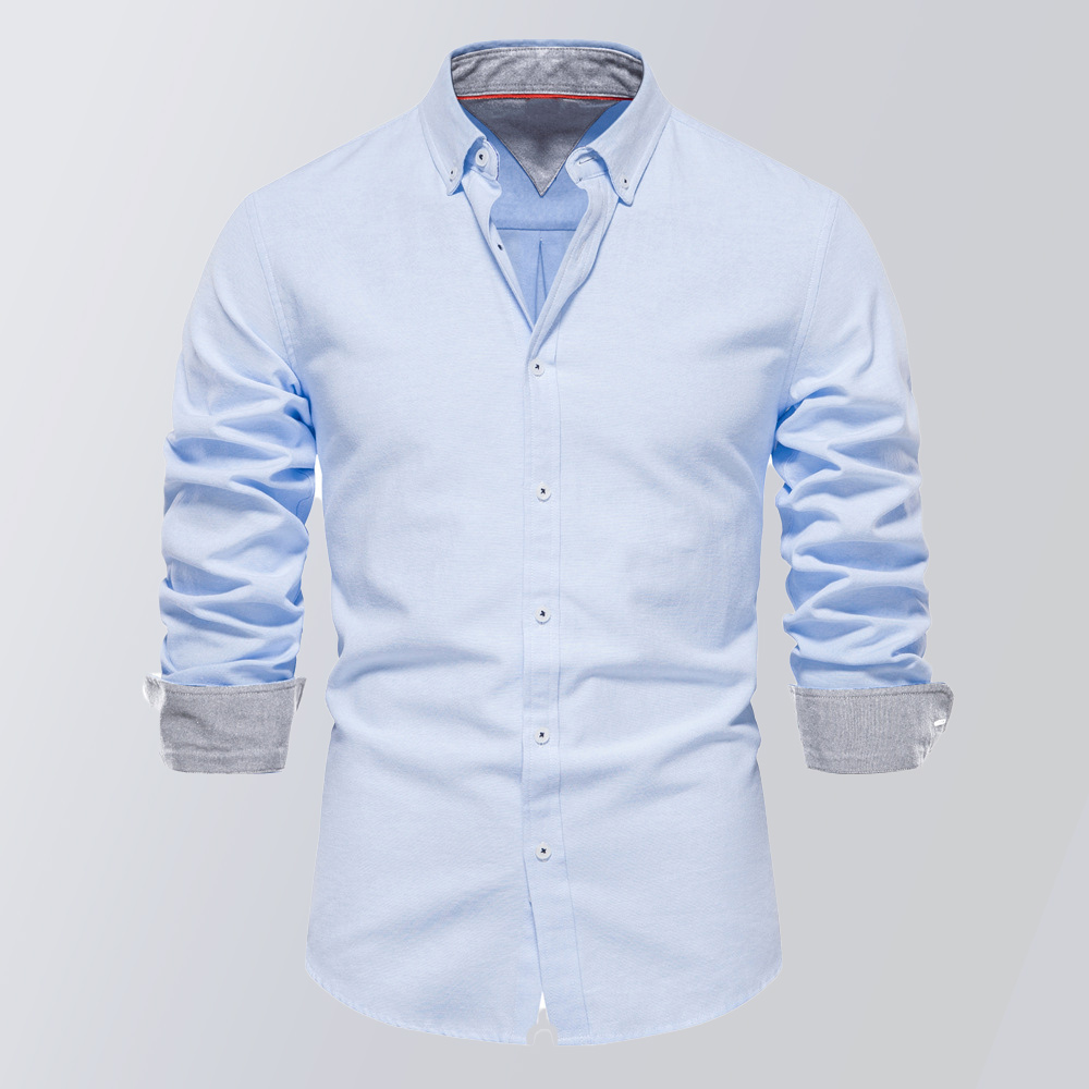 Herren-Hemd mit Slim-Fit, modischem Farbblock-Revers, lange Ärmel