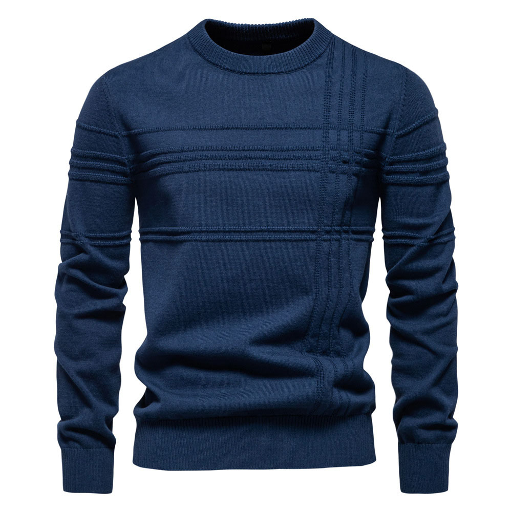 Pull en tricot chaud à col ras du cou pour homme