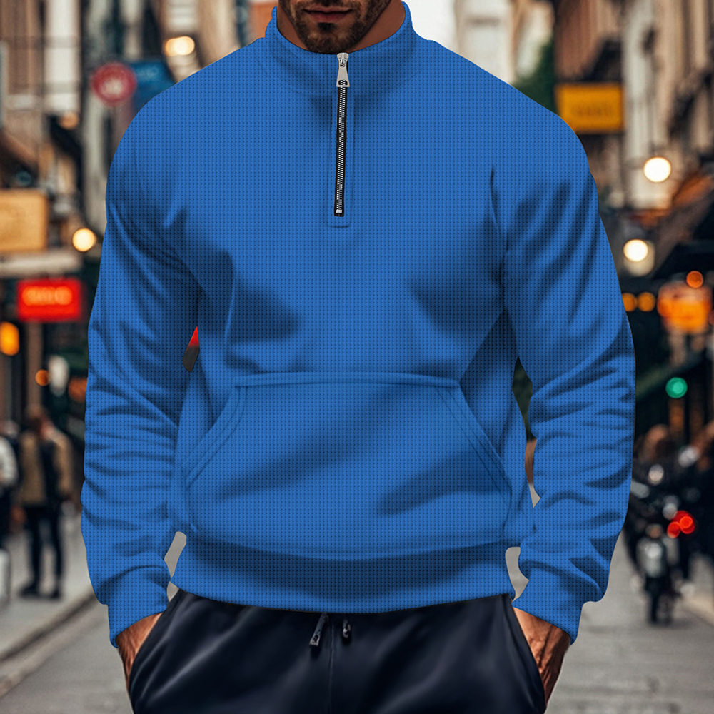 Langarm-Sweatshirt mit Rollkragen und Waffelmuster für Herren