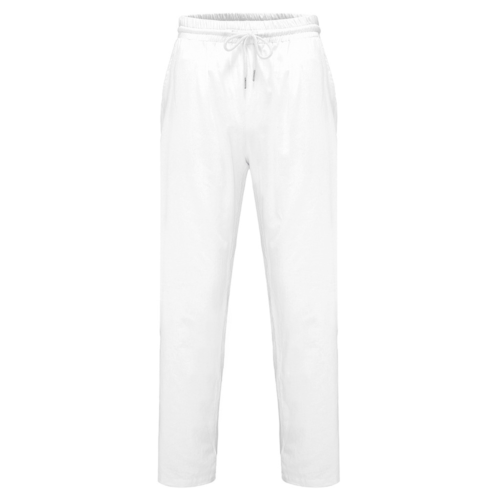 Pantalon décontracté simple en coton et lin pour hommes