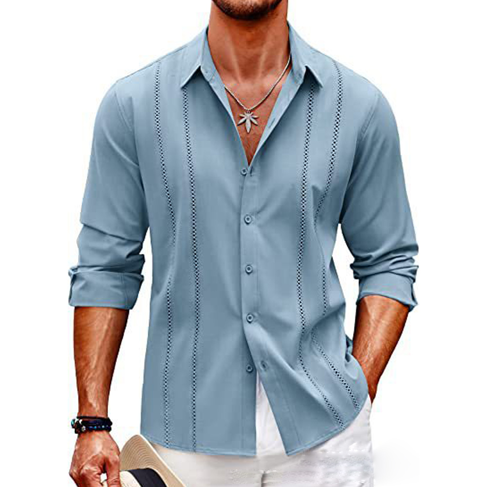 Chemise à manches longues simple et décontractée pour homme