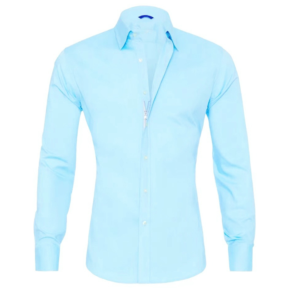 Chemise décontractée à manches longues et fermeture éclair pour homme