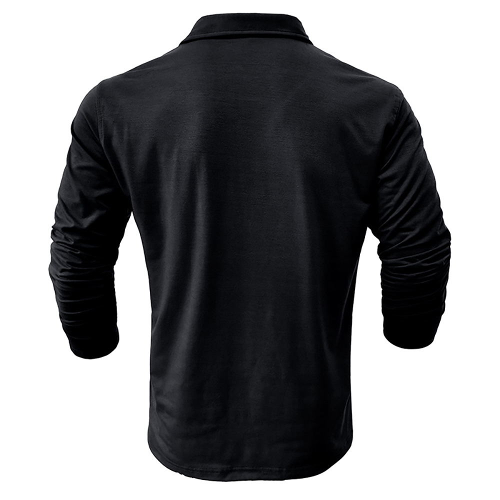 Polo à manches longues de couleur unie simple pour hommes