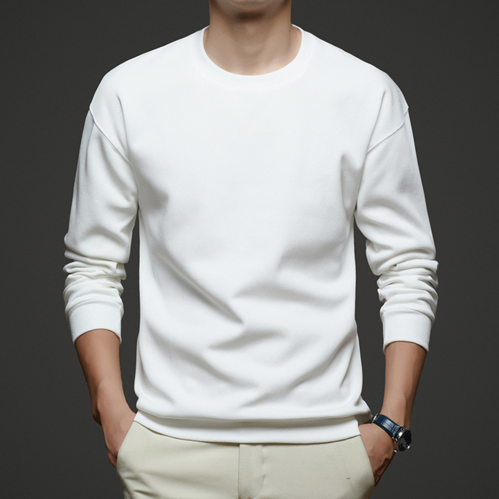 Einfarbiges Langarm-Sweatshirt mit Rundhalsausschnitt für Herren