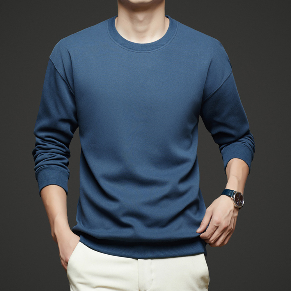 Einfarbiges Langarm-Sweatshirt mit Rundhalsausschnitt für Herren