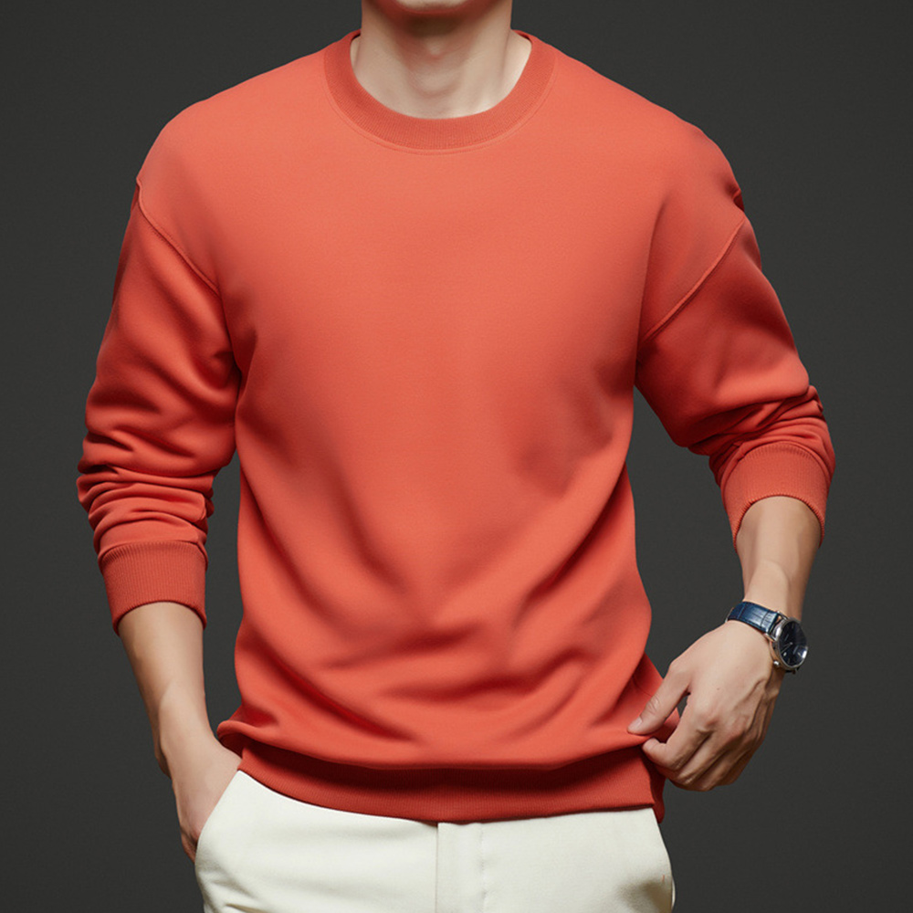 Einfarbiges Langarm-Sweatshirt mit Rundhalsausschnitt für Herren