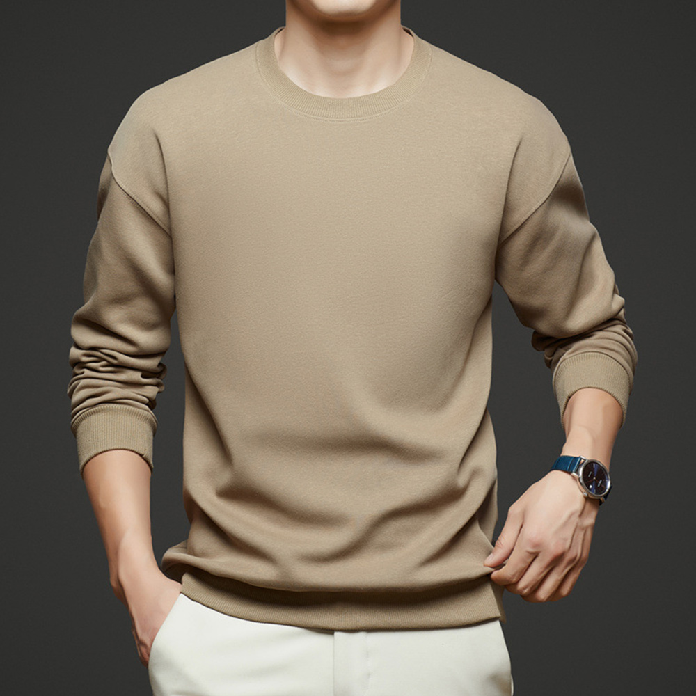 Einfarbiges Langarm-Sweatshirt mit Rundhalsausschnitt für Herren