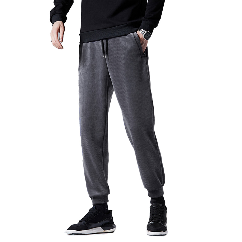 Pantalon décontracté en polaire épaisse pour hommes