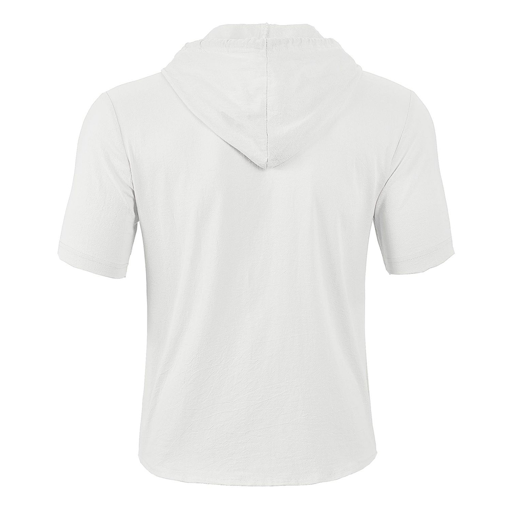 Herren-Strickjacke aus Baumwolle mit kurzen Ärmeln und Kapuze