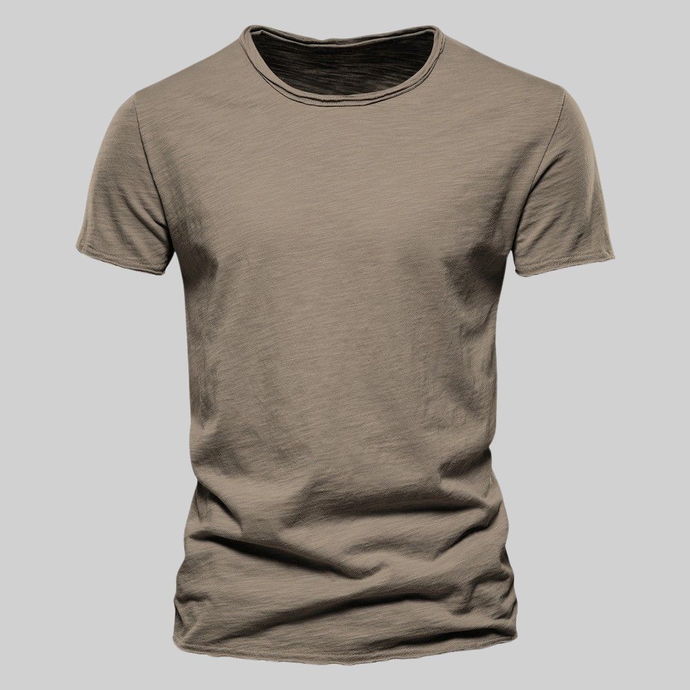Einfarbiges Herren-T-Shirt aus Bambus-Baumwolle mit Rundhalsausschnitt und kurzen Ärmeln